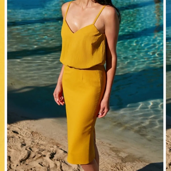 Dress the Population Marigold Yellow Alondra Blouson Sheath Dress Size XS NWT'S - Picture 6 of 16